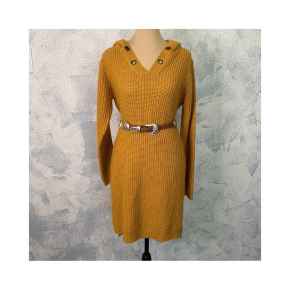 Say What Yellow Knitted Long Sleeve Dress size L - Picture 1 of 5
